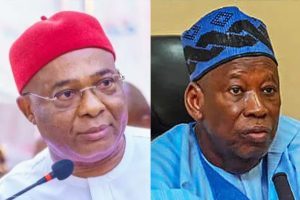 Imo State Governor, Hope Uzodinma and APC National Chairman, Abdullahi Ganduje