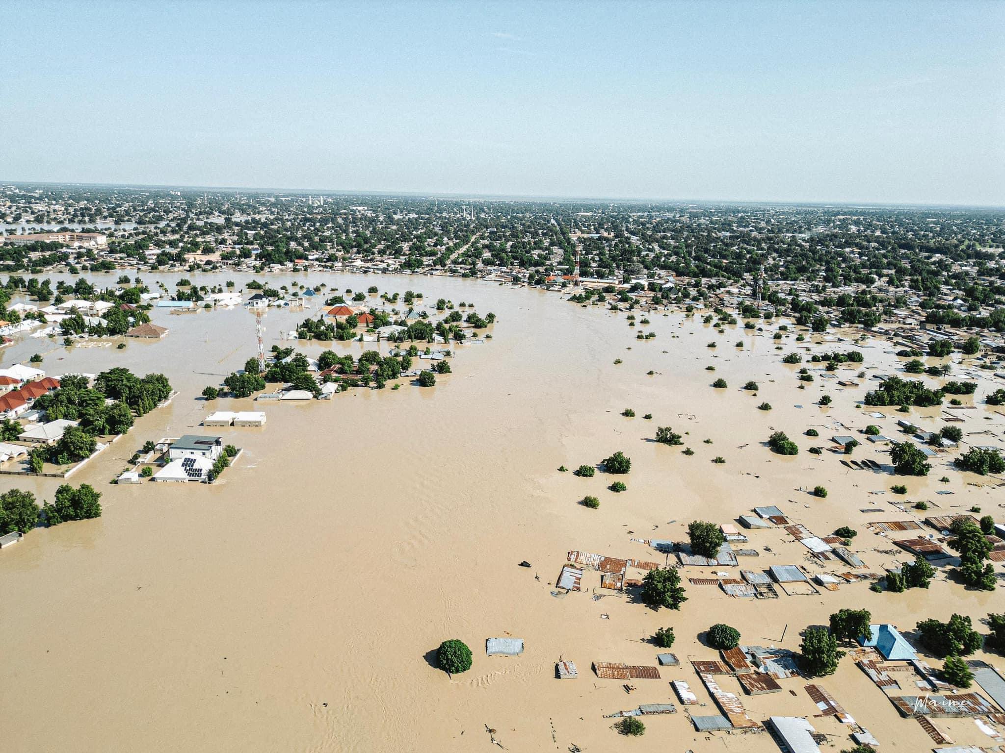 Maiduguri city submerged in flood