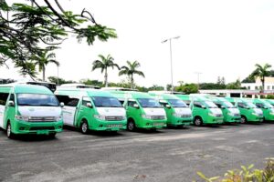 Some of the 64 Compressed Natural Gas (CNG) buses donated by the Federal Government to labour unions and the student association in the country