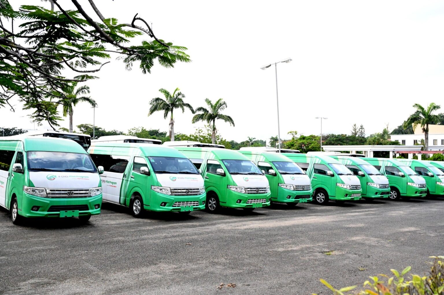 Some of the 64 Compressed Natural Gas (CNG) buses donated by the Federal Government to labour unions and the student association in the country