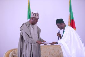 Borno State Governor, Babagana Zulum and the Minister of Environment, Alhaji Balarabe Abbas