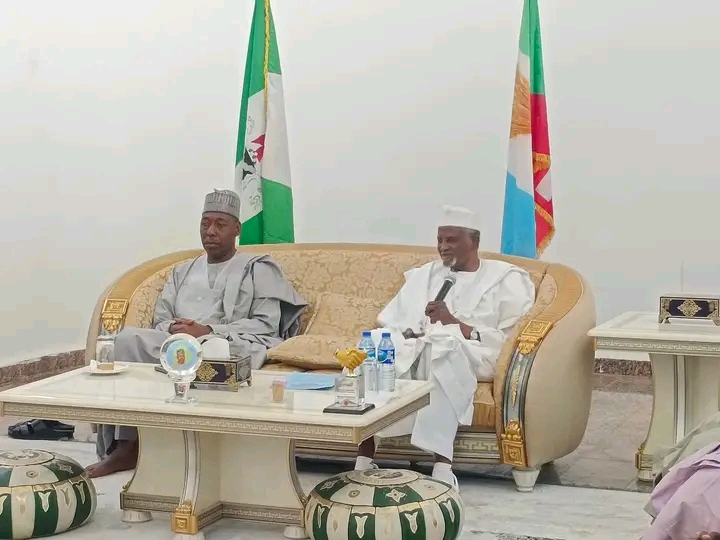 Borno State Governor, Babagana Zulum and the President and Chairman of Amnu Dantata Group of Companies, Alhaji Aminu Dogo Al Hassan Dantata,