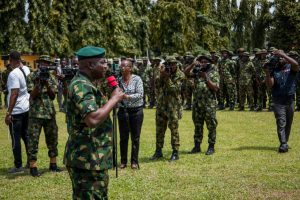 CDS Christopher Musa addressing military troops in Benin