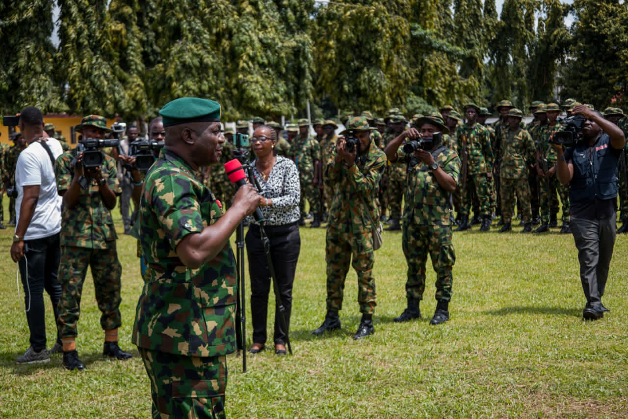 CDS Christopher Musa addressing military troops in Benin