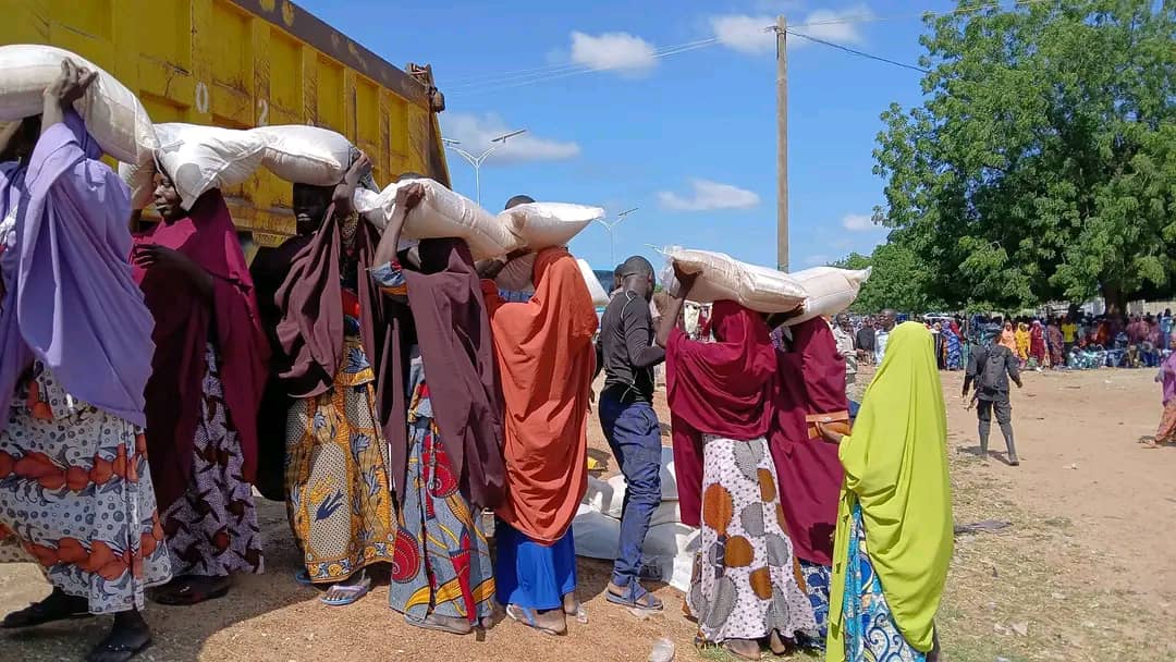 Distribution of relief materials to flood victims in Borno State