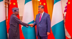 President Bola Tinubu greets his Chinese counterpart, Xi Jinping, in Beijing, China on September 3, 2024