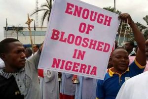 A group of Christians protesting against incessant killings in Nigeria
