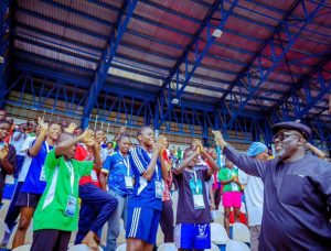 Delta State Governor, Sheriff Oborevwori top officials of the State Sports Commission, on Wednesday, inspects facilities at the Stephen Keshi Stadium, Asaba ahead of the Thursday opening of the 8th National Youth Games(NYG)