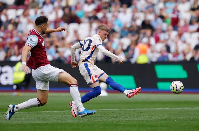 West Ham United v Chelsea - London Stadium, London, Britain - September 21, 2024 Chelsea's Cole Palmer scores their third goal Action Images via Reuters/Andrew Couldridge