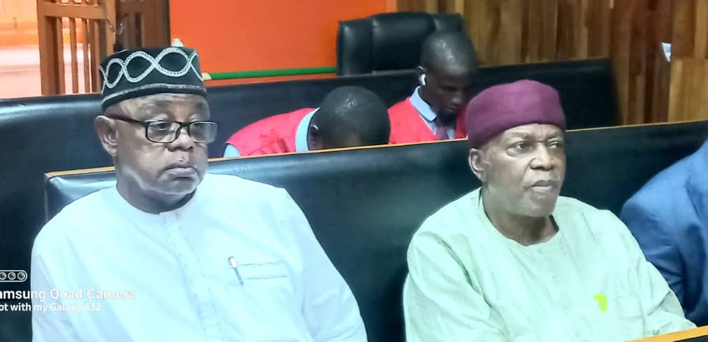 Former Governor of Taraba State, Darius Ishaku and former permanent secretary, Bureau for Local Government and Chieftaincy Affairs in the state, Bello Yero, appear before a judge at the Federal High Court, Abuja