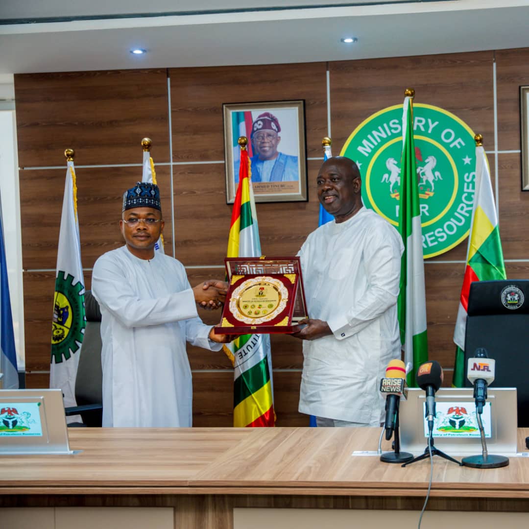 Kogi State Governor, Usman Ododo and the Minister of State for Petroleum Resources (oil)  Senator Heineken Lokpobiri, during a visit in Abuja.