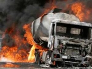 Petrol tanker on fire