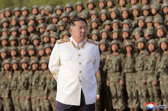 North Korean leader Kim Jong Un and his military troops