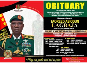 Burial flier for late COAS Lagbaja