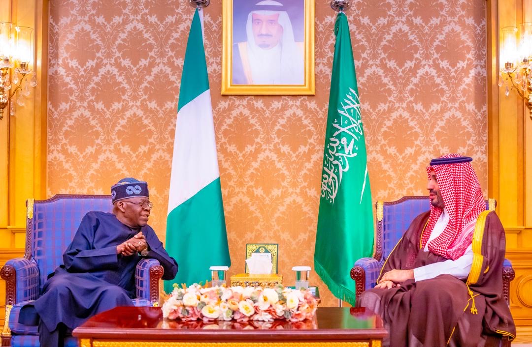President Bola Tinubu and the Saudi Crown Prince, the Prince Mohammed Al Saud