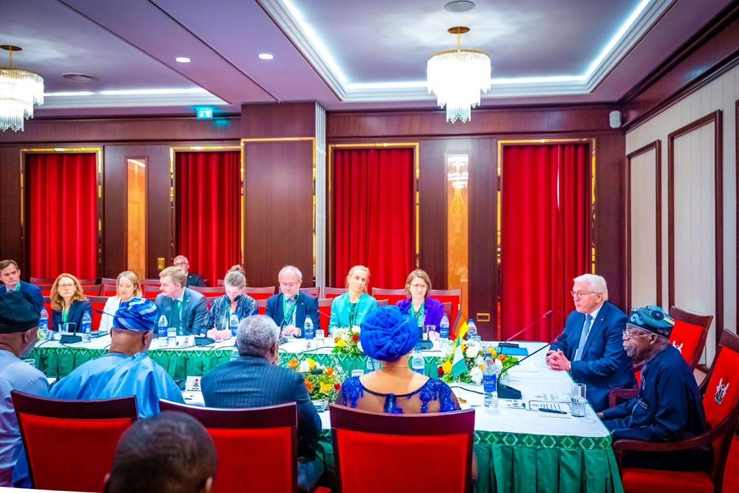 President Bola Tinubu, Mr Frank-Walter Steinmeier, German President, and German businessmen meeting on Wednesday at the Presidential Villa, Abuja