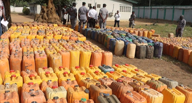 Gallons of petrol intercepted by the Nigeria Customs Service