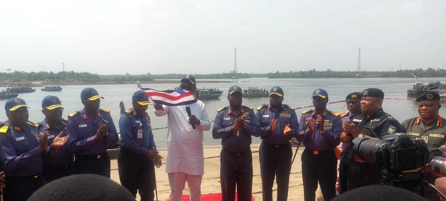 Minister of State for Petroluem Resources Heineken Lokpobiri flagging off the second phase of Operation Delta Sanity II in Port Harcourt on Monday 1536x692 1