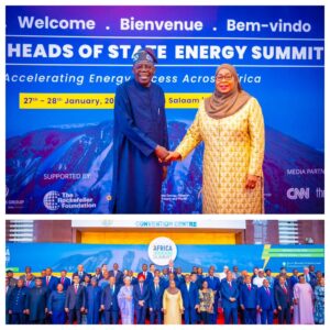 President Bola Tinubu with Tanzanian President Samia Suluhu Hassan and other African Leaders at the Mission 300 Africa Energy Summit in Dar Es Salaam, Tanzania on Tuesday.