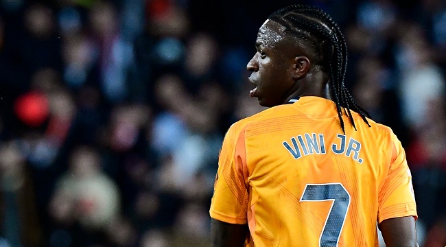 Real Madrid’s Brazilian forward #07 Vinicius Junior looks on during the Spanish league football match between Valencia CF and Real Madrid CF at the Mestalla stadium in Valencia on January 3, 2025. (Photo by JOSE JORDAN / AFP)