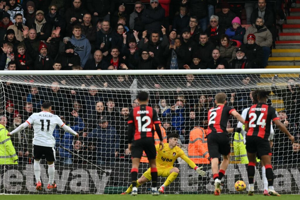EPL: Salah’s controversial penalty fires Liverpool 9 points clear 2 AFP 20250201 36WX22L v1 Preview FblEngPrBournemouthLiverpool