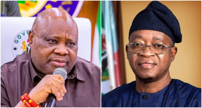 Osun State Governor, Ademola Adeleke and former Governor, Oyetola