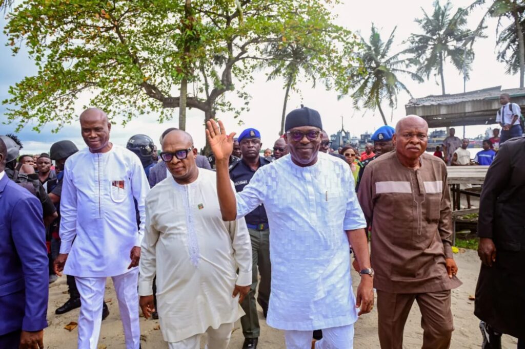Gov. Siminalayi Fubara of Rivers inspecting the moribund Port Harcourt Tourist Beach as part of plans to revamp and restore the site into a leading tourism destination