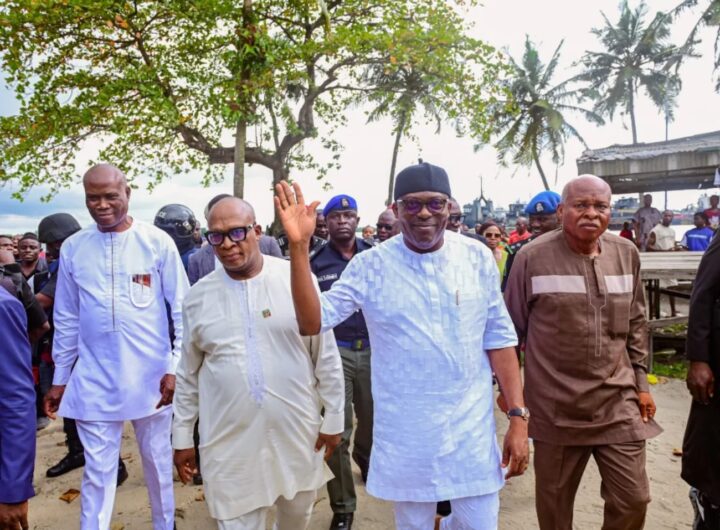 Gov. Siminalayi Fubara of Rivers inspecting the moribund Port Harcourt Tourist Beach as part of plans to revamp and restore the site into a leading tourism destination