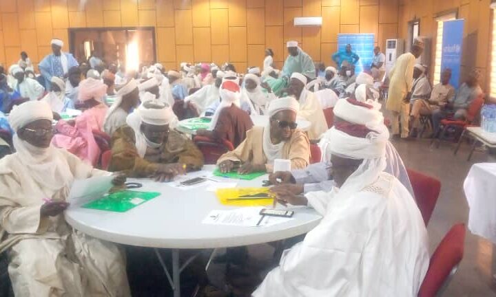 Cross section of participants at the UNICEF Representative meeting with Sokoto state LGAs, chairmen, Religious and Traditional Leaders aimed at Accelerating Progress Towards Eradication of Polio Virus in Sokoto State.