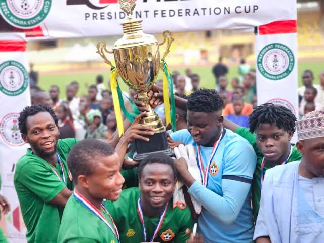 Kwara United with their 2025 Federation Cup trophy after victory over ABS on Sunday