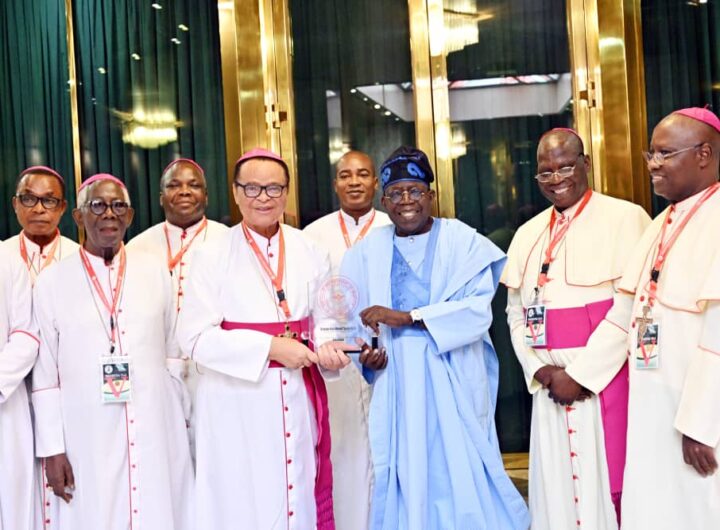 President Bola Tinubu receives in audience a delegation of the Catholic Bishops of Nigeria at the State House Abuja