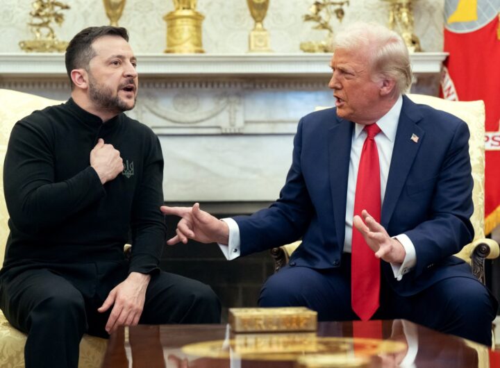 US President Donald Trump and Ukraine’s President Volodymyr Zelensky meet in the Oval Office of the White House in Washington, DC, February 28, 2025. (Photo by SAUL LOEB / AFP)
