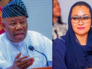 Senate President, Godswill Akpabio and Senator Natasha Akpoti