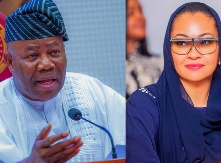 Senate President, Godswill Akpabio and Senator Natasha Akpoti
