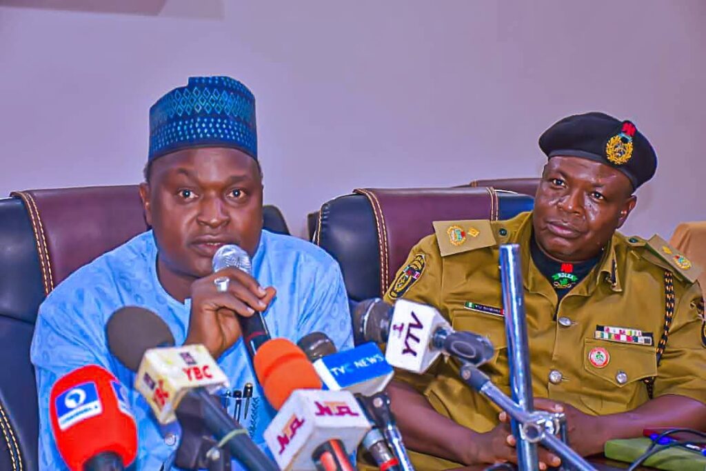Special Adviser to Yobe State Governor on Security Matters, Brig.-Gen. Dahiru Abdulsalam (Rtd), addressing the press after the state security council meeting