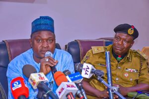 Special Adviser to Yobe State Governor on Security Matters, Brig.-Gen. Dahiru Abdulsalam (Rtd), addressing the press after the state security council meeting