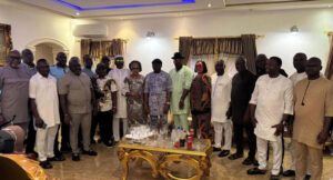 Suspended Rivers State Governor, Siminalayi Fubara, receives immediate past Local Government Chairmen in Port Harcourt on March 26, 2025.