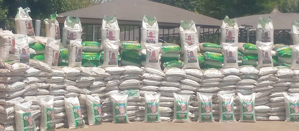 Bags of grains distributed to the beneficiaries by Tambuwal