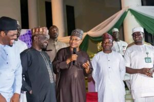 Kaduna State Governor, Una Sani speaking after the Iftar dinner with Kaduna social media Influencers at Sir Kashim Ibrahim House.