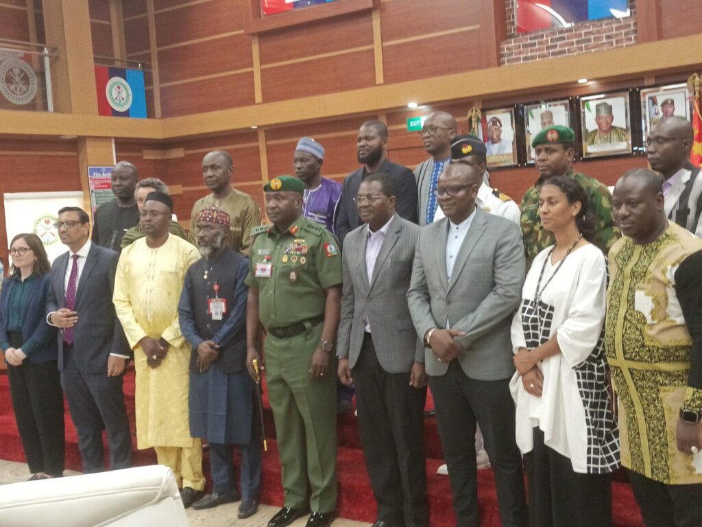 CDS Christopher Musa in a group photograph with delegation of the Sahelian Think Tank from Burkina Faso, Mali and Niger known as ‘Alliance De Sahel’.