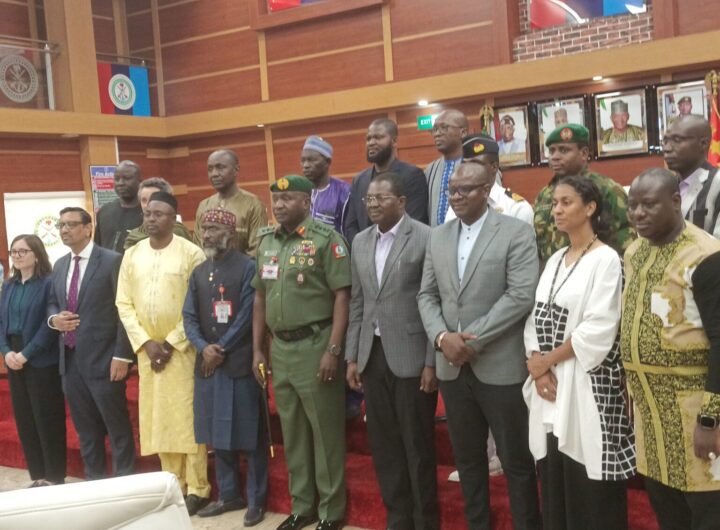 CDS Christopher Musa in a group photograph with delegation of the Sahelian Think Tank from Burkina Faso, Mali and Niger known as ‘Alliance De Sahel’.