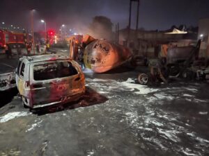 Scene of the gas explosion at Otedola bridge, Lagos