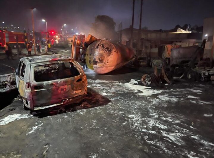 Scene of the gas explosion at Otedola bridge, Lagos