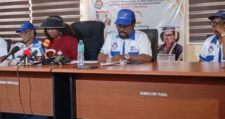 The VC of UNICAL, Professor Florence Obi, addressing a pre-convocation press briefing on Monday at the University Senate Chamber in Calabar.