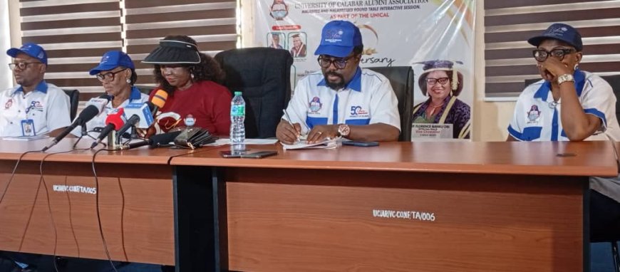 The VC of UNICAL, Professor Florence Obi, addressing a pre-convocation press briefing on Monday at the University Senate Chamber in Calabar.