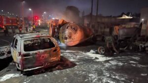 Scene of the gas explosion on Otedola bridge, Lagos