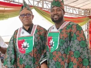 Mr Adefolarin Oria With the LP presidential candidate at the 2023 election,Mr Peter Obi