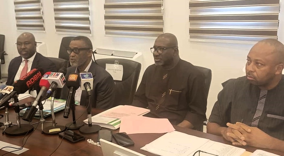 FCTA Director of Land, Mr Chijioke Nwankwoeze, addressing newsmen after the FCT Executive Committee meeting, chaired by the Minister, Mr Nyesom Wike.