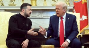 US President Donald Trump and Ukraine’s President Volodymyr Zelensky meet in the Oval Office of the White House in Washington, DC, February 28, 2025. (Photo by SAUL LOEB / AFP)