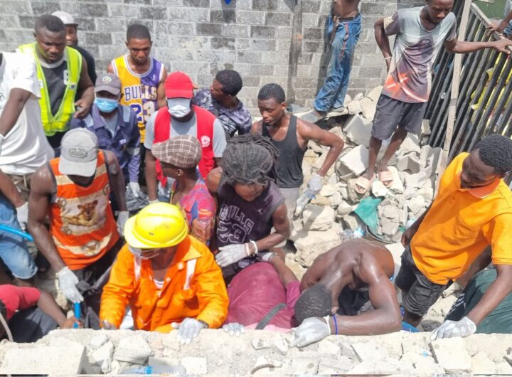 Scene of the collapsed building